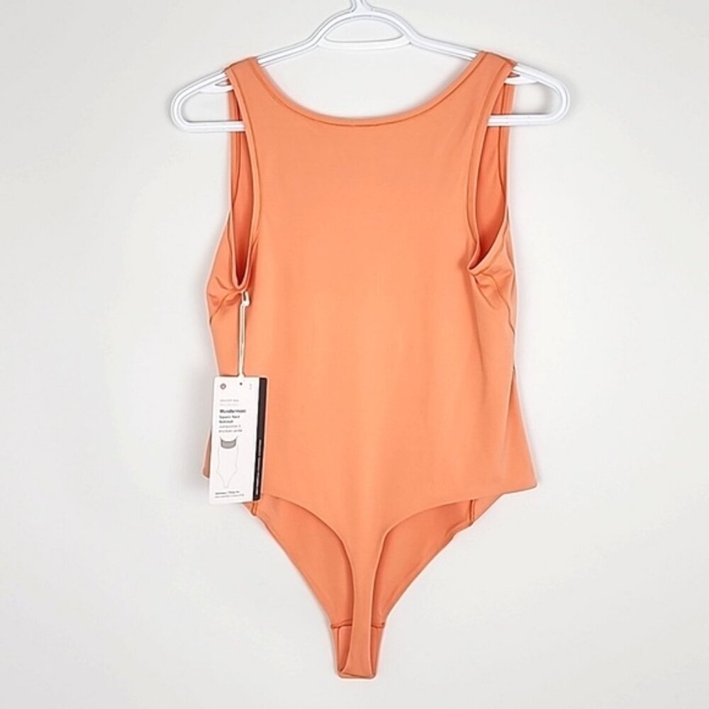 Wundermost Ultra-Soft Nulu Square-Neck Sleeveless Bodysuit Coral Kiss Size Large - Picture 6 of 15